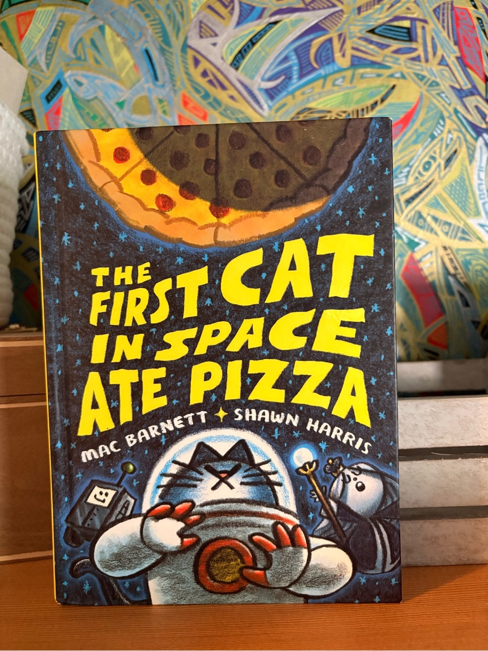 The First Cat in Space Ate Pizza - Blue Illustrated Kids Book